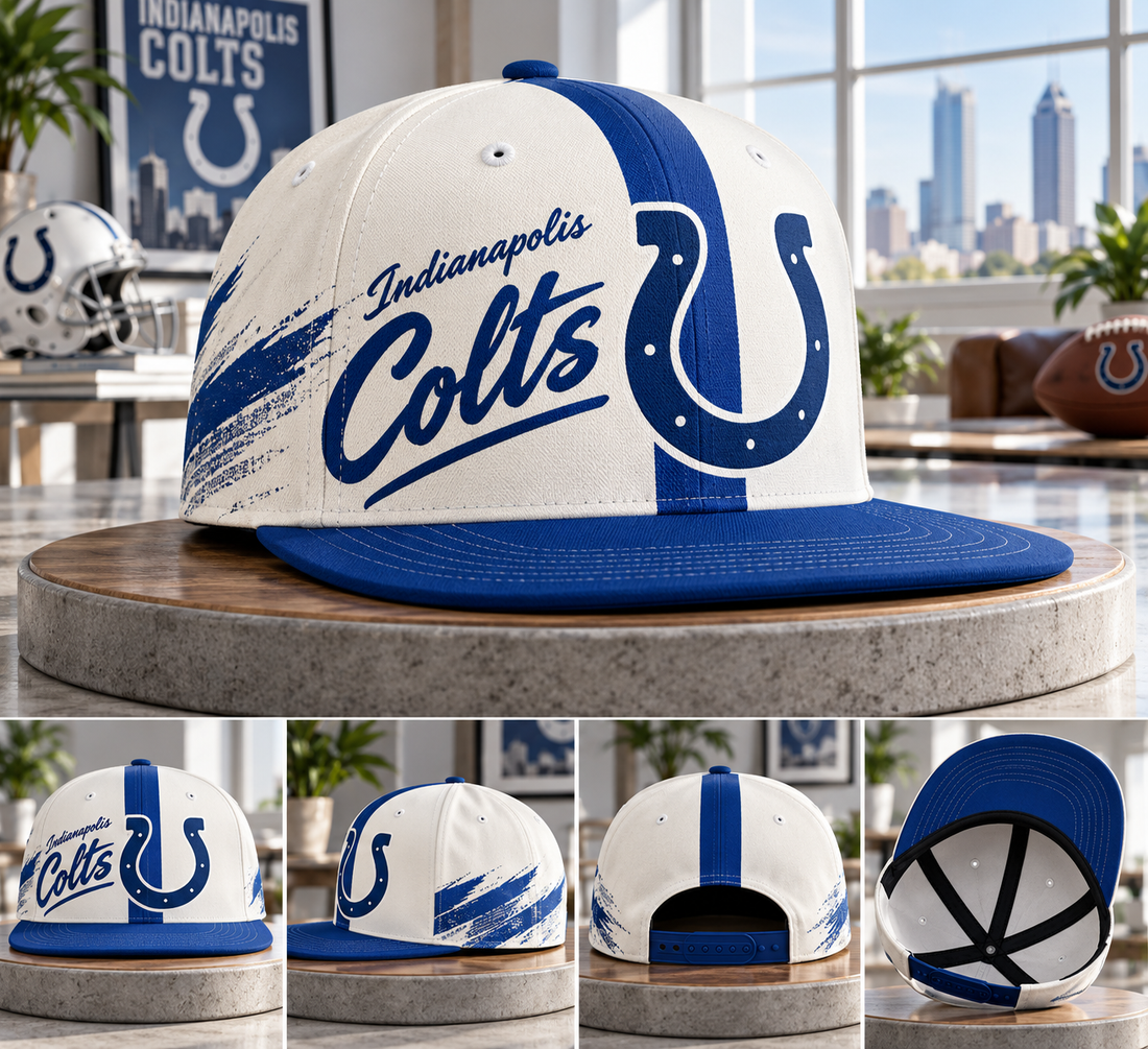 Indianapolis Colts Retro 90s Throwback Snapback Cap - Studio View
