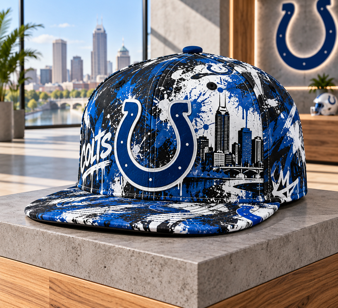 Indianapolis Colts Street Graffiti Splash Snapback Cap - Studio View