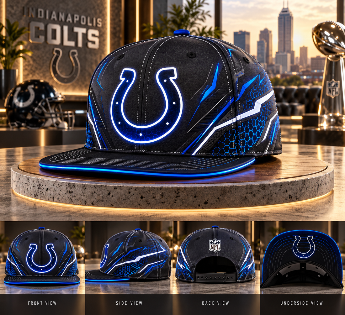 Indianapolis Colts Stealth Shadow Neon Snapback Cap - Studio View