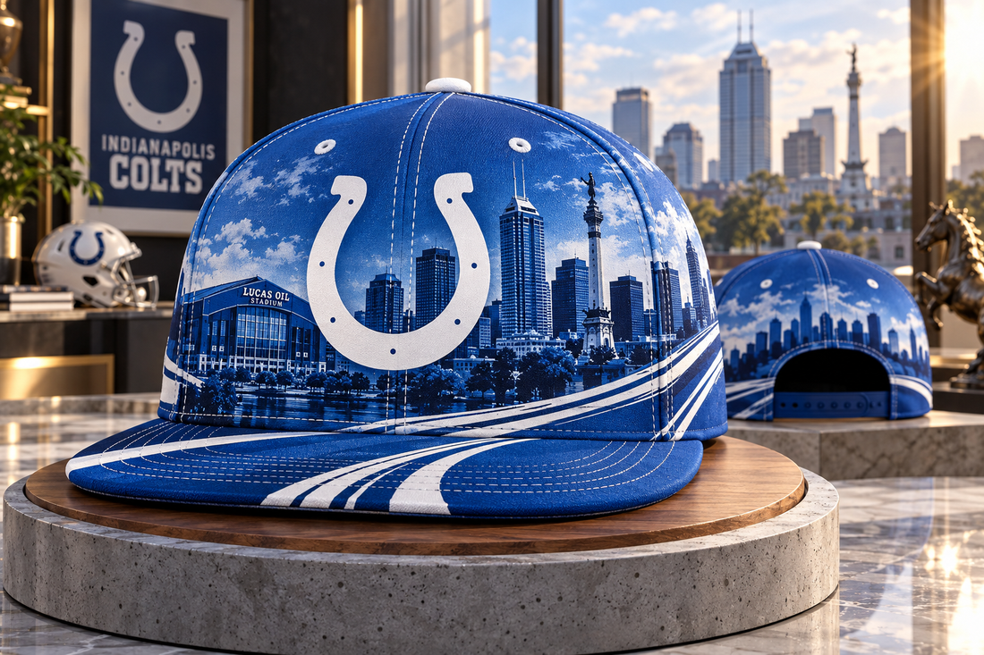 Indianapolis Colts City Skyline Snapback Cap - Studio View