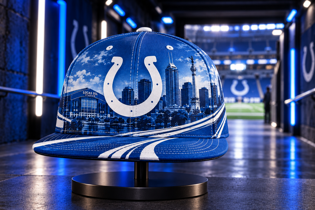 Indianapolis Colts City Skyline Snapback Cap - Studio View