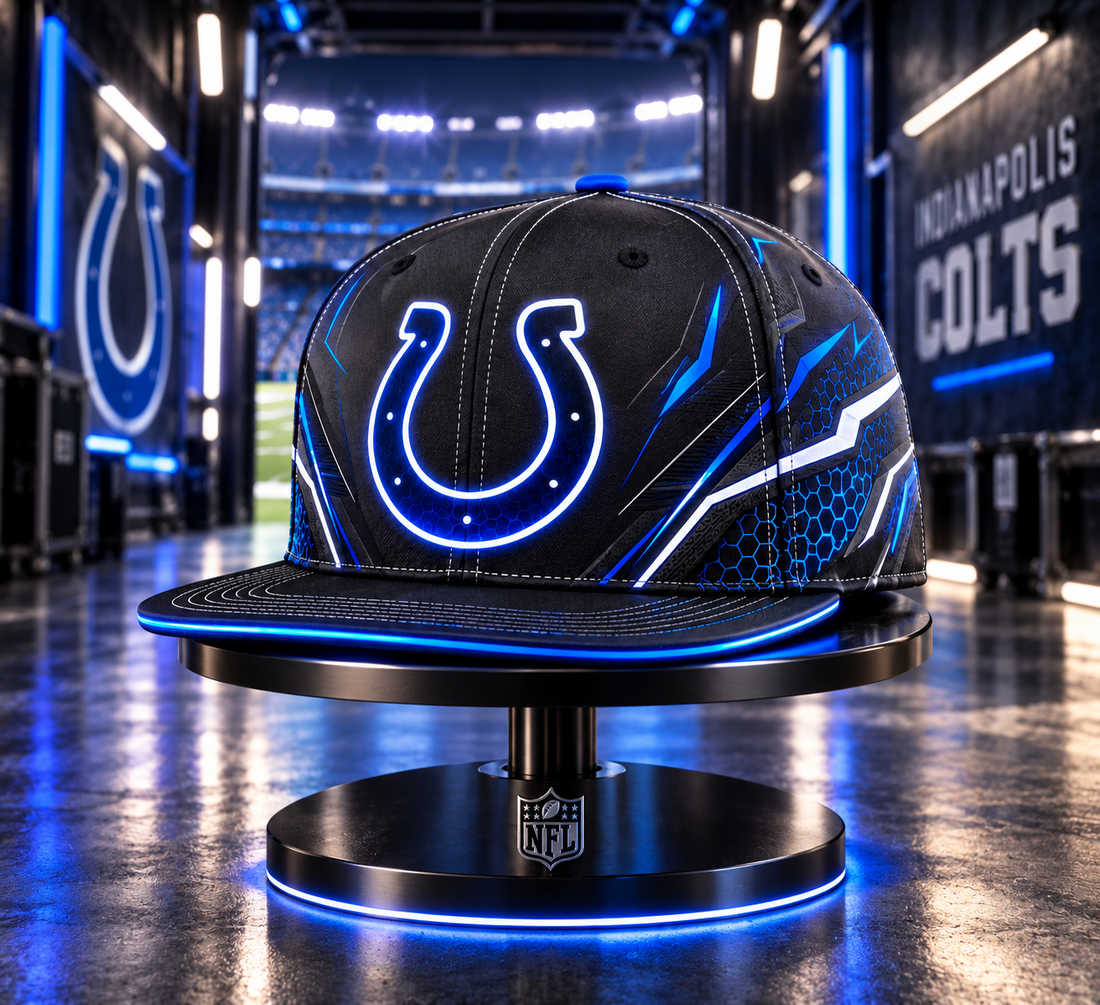 Indianapolis Colts Stealth Shadow Neon Snapback Cap - Studio View