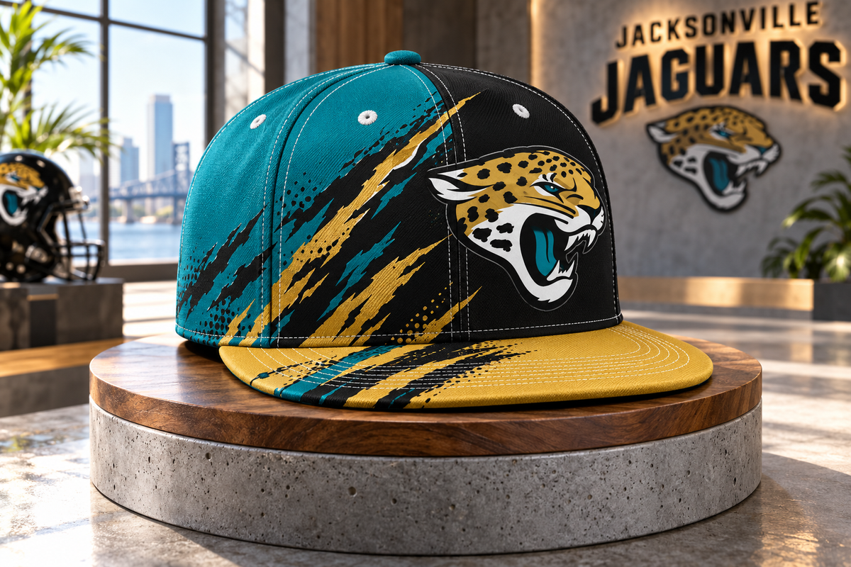 Jacksonville Jaguars Dynamic Split Colorblock Snapback Cap - Studio View