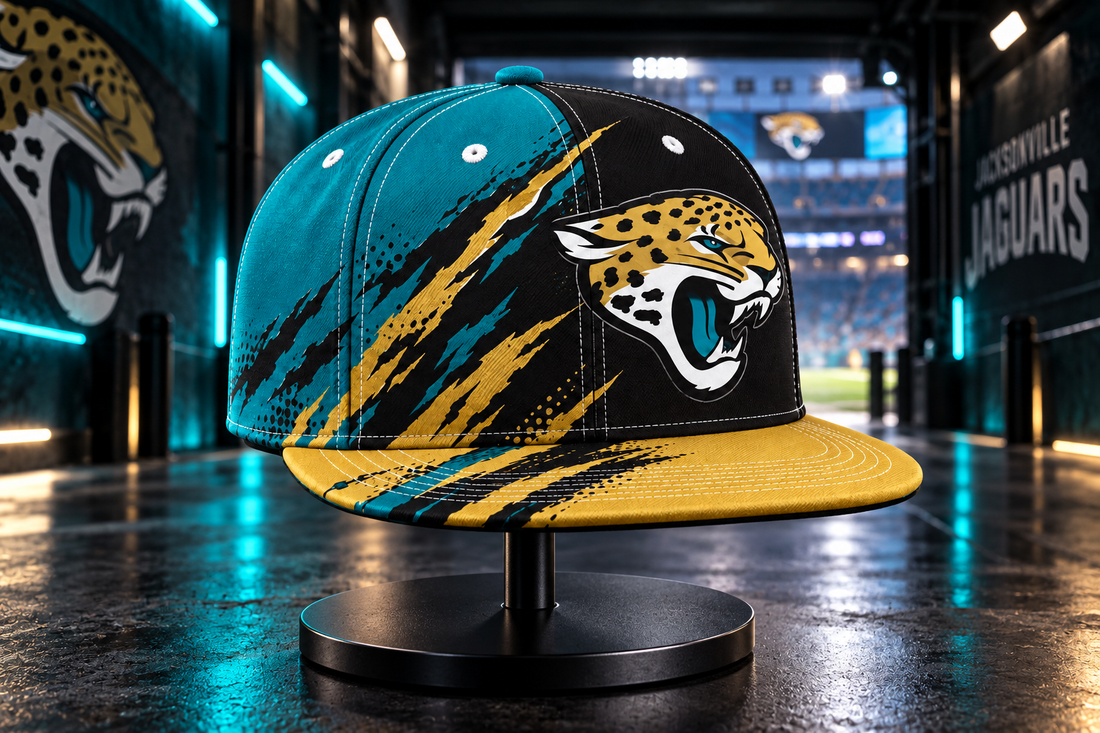 Jacksonville Jaguars Dynamic Split Colorblock Snapback Cap - Studio View