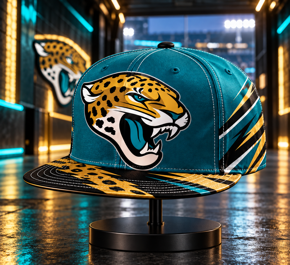 Jacksonville Jaguars Classic Snapback Cap - Stadium Tunnel Neon View