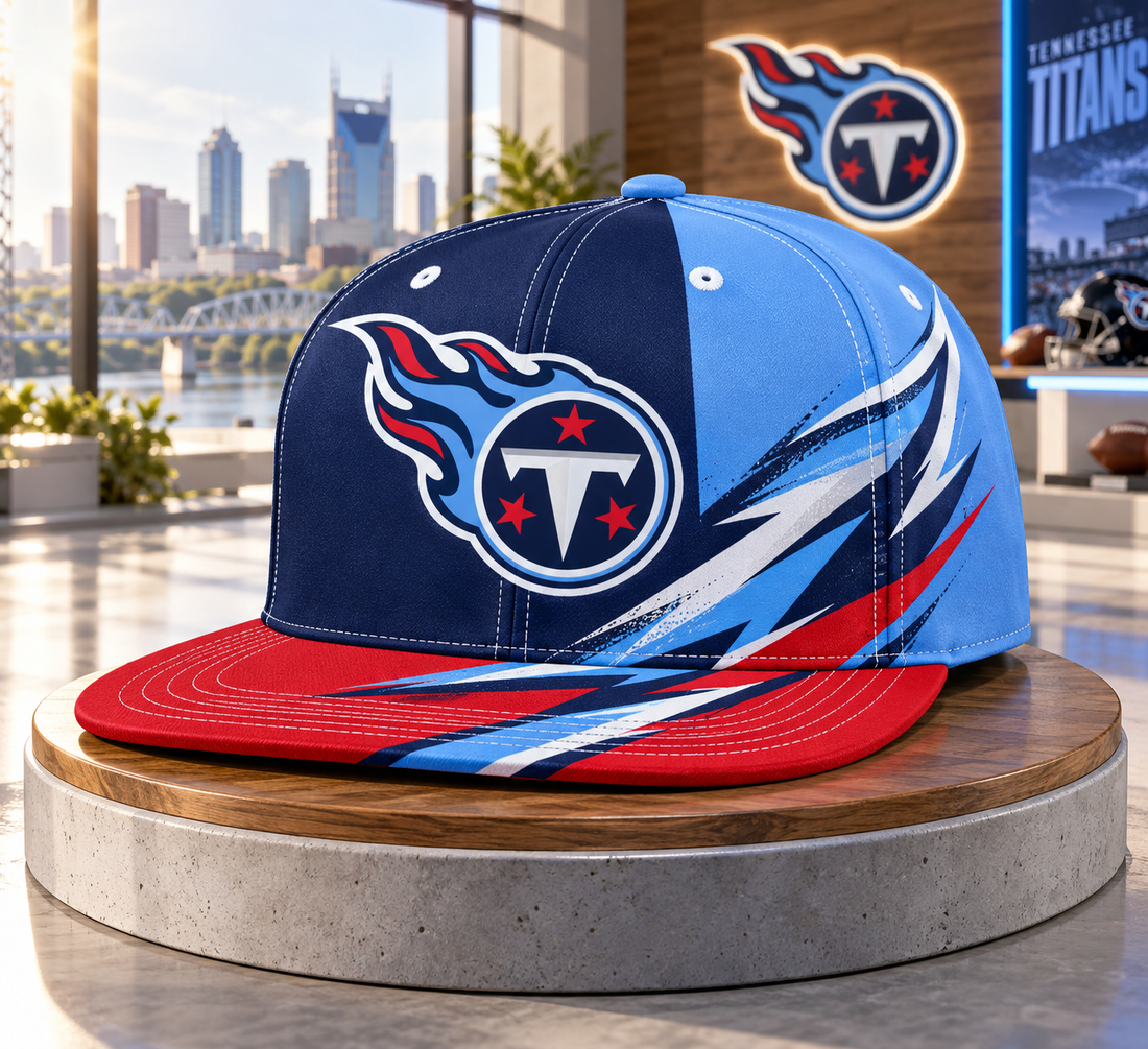 Tennessee Titans Dynamic Split Colorblock Snapback Cap - Studio View