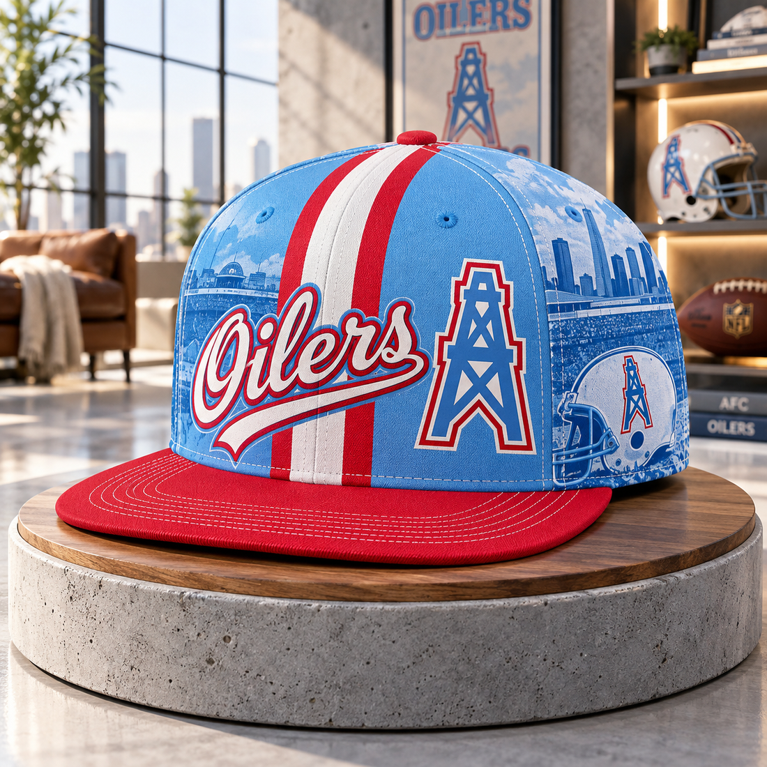 Tennessee Titans Retro Oilers Throwback Snapback Cap - Studio View
