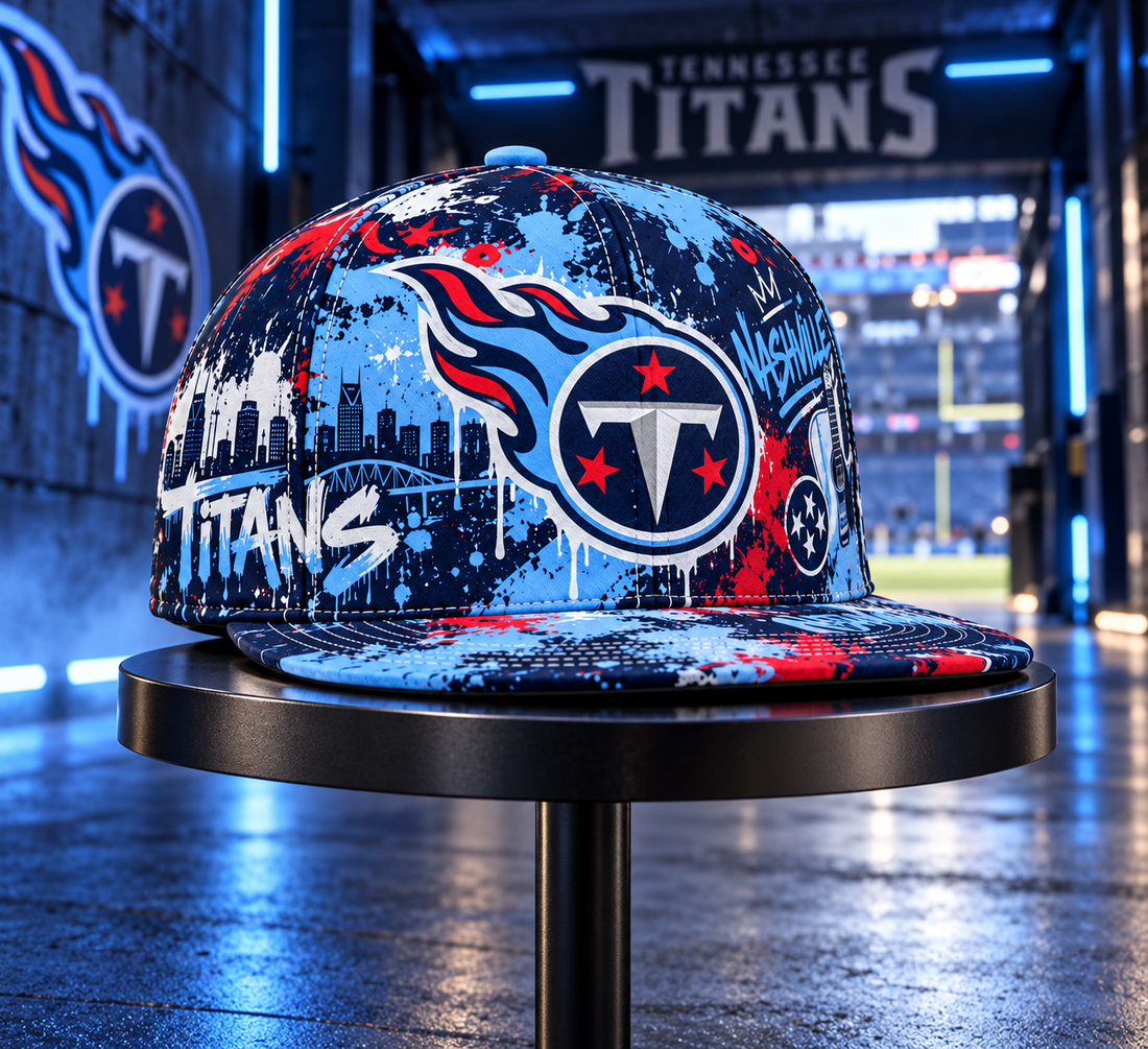 Tennessee Titans Street Graffiti Splash Snapback Cap - Studio View