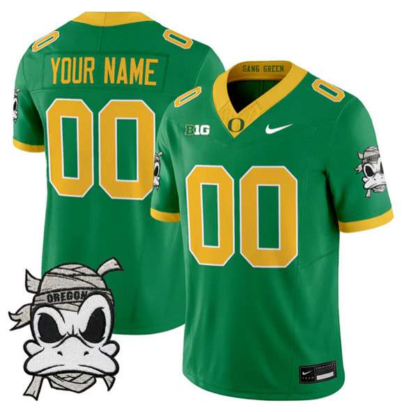 Custom Oregon Ducks green jersey