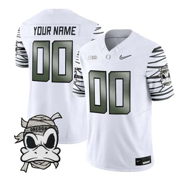 Custom Oregon Ducks white jersey