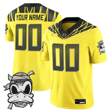 Custom Oregon Ducks yellow jersey