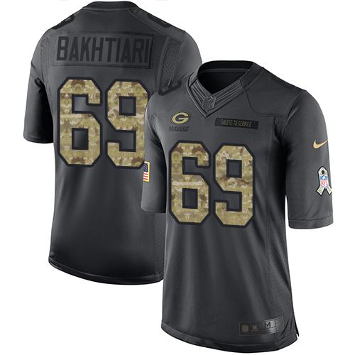 David Bakhtiari Green Bay Packers black Salute To Service jersey