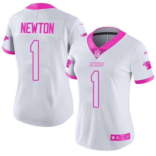 Cam Newton Carolina Panthers white-pink jersey