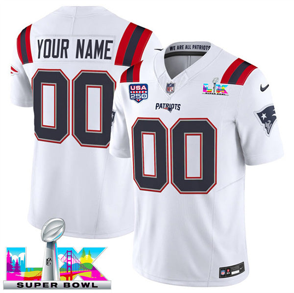 Custom New England Patriots white Vapor jersey