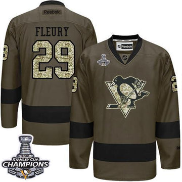Andre Fleury Pittsburgh Penguins green Salute To Service jersey