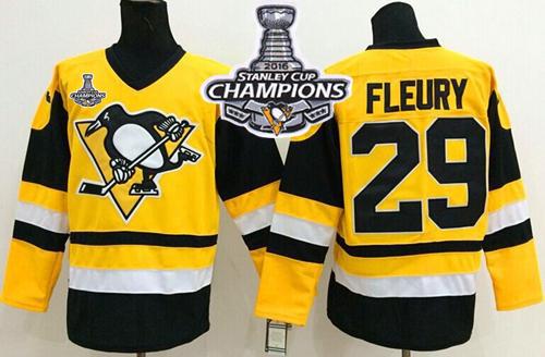 Andre Fleury Pittsburgh Penguins yellow Throwback jersey