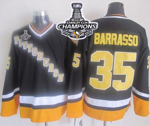 Tom Barrasso Pittsburgh Penguins black-yellow Throwback jersey