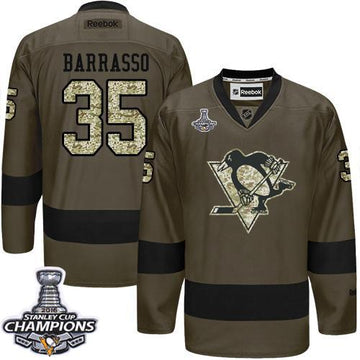 Tom Barrasso Pittsburgh Penguins green Salute To Service jersey