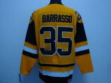 Tom Barrasso Pittsburgh Penguins yellow jersey