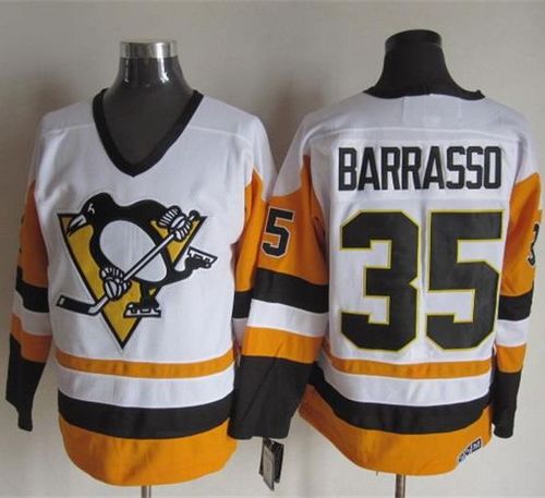 Tom Barrasso Pittsburgh Penguins white-black Throwback jersey