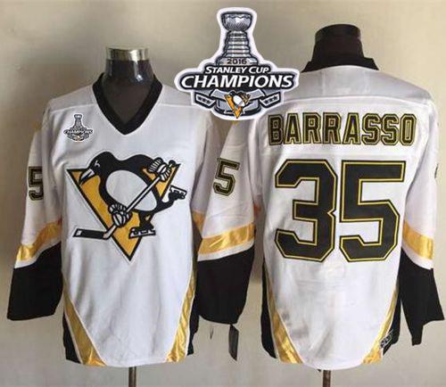 Tom Barrasso Pittsburgh Penguins white Throwback jersey