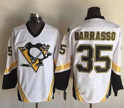 Tom Barrasso Pittsburgh Penguins white Throwback jersey