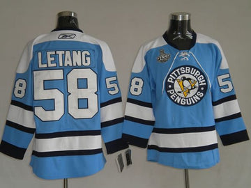 Kris Letang Pittsburgh Penguins blue jersey