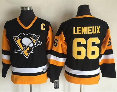 Mario Lemieux Pittsburgh Penguins black Throwback jersey