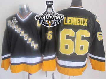 Mario Lemieux Pittsburgh Penguins black-yellow Throwback jersey