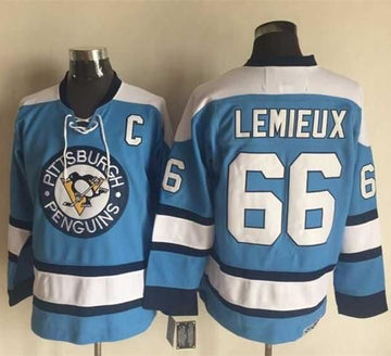 Mario Lemieux Pittsburgh Penguins blue Throwback jersey