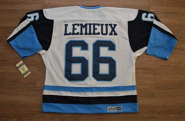 Mario Lemieux Pittsburgh Penguins white-blue Throwback jersey