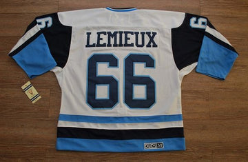 Mario Lemieux Pittsburgh Penguins white-blue Throwback jersey