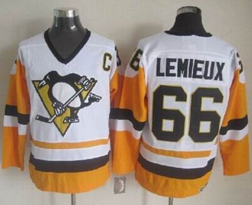 Mario Lemieux Pittsburgh Penguins white-black Throwback jersey