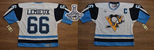 Mario Lemieux Pittsburgh Penguins white-blue Throwback jersey