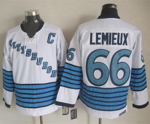 Mario Lemieux White-Light Pittsburgh Penguins blue Throwback jersey
