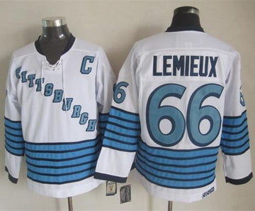 Mario Lemieux White-Light Pittsburgh Penguins blue Throwback jersey