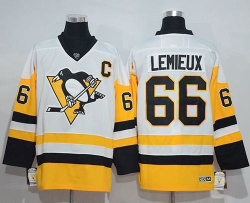 Mario Lemieux Pittsburgh Penguins white Away jersey