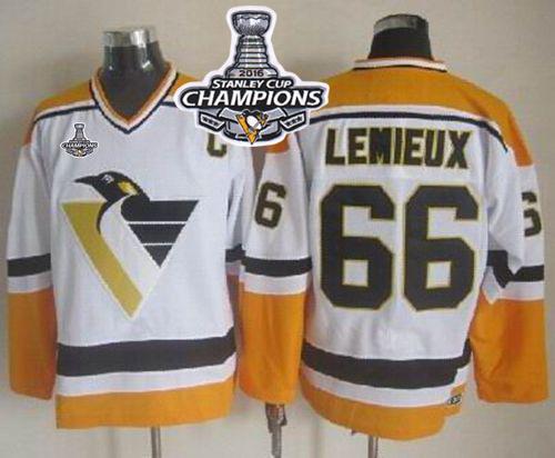 Mario Lemieux Pittsburgh Penguins white-yellow Throwback jersey