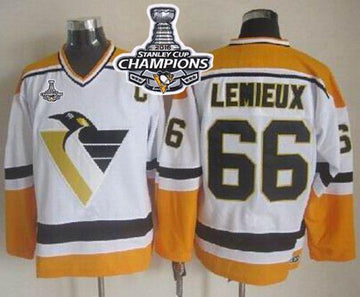 Mario Lemieux Pittsburgh Penguins white-yellow Throwback jersey