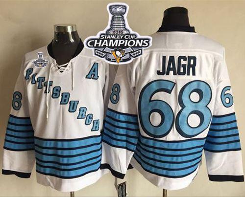 Jaromir Jagr White-Light Pittsburgh Penguins blue Throwback jersey