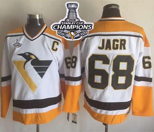 Jaromir Jagr Pittsburgh Penguins white-yellow Throwback jersey