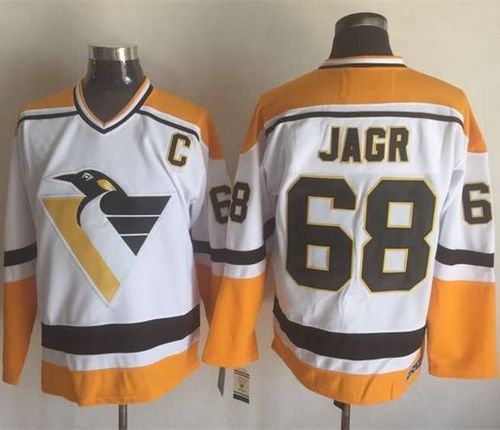 Jaromir Jagr Pittsburgh Penguins white-yellow Throwback jersey