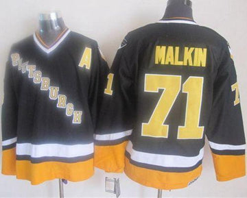 Evgeni Malkin Pittsburgh Penguins black-yellow Throwback jersey