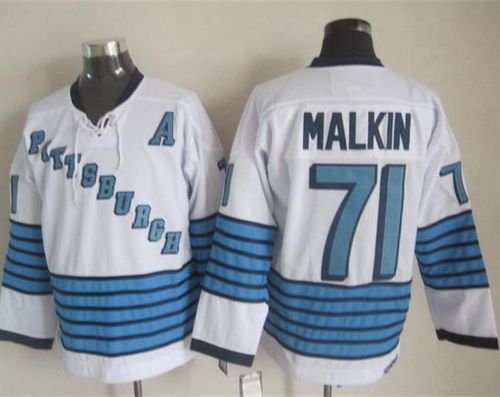 Evgeni Malkin White-Light Pittsburgh Penguins blue Throwback jersey