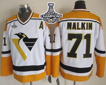 Evgeni Malkin Pittsburgh Penguins white-yellow Throwback jersey