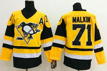 Evgeni Malkin Pittsburgh Penguins yellow Throwback jersey