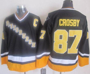 Sidney Crosby Pittsburgh Penguins black-yellow Throwback jersey