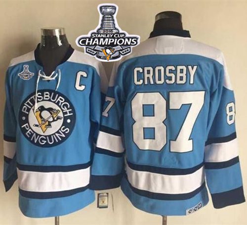Sidney Crosby Pittsburgh Penguins blue Throwback jersey