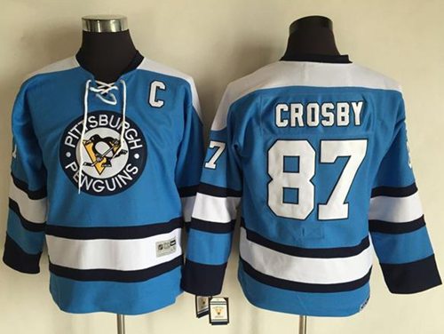 Sidney Crosby Pittsburgh Penguins blue Throwback jersey