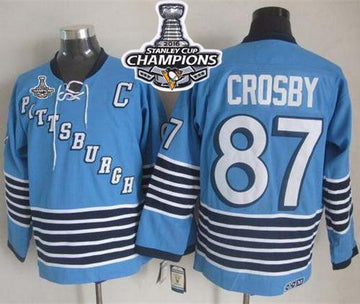 Sidney Crosby Pittsburgh Penguins blue Throwback jersey